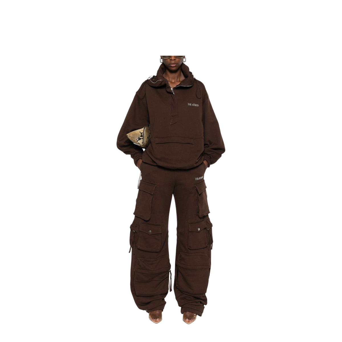 Brown Cotton Anorak Sweatshirt