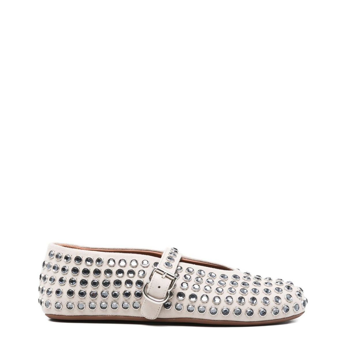 Blanc Strass Suede Ballet Flats