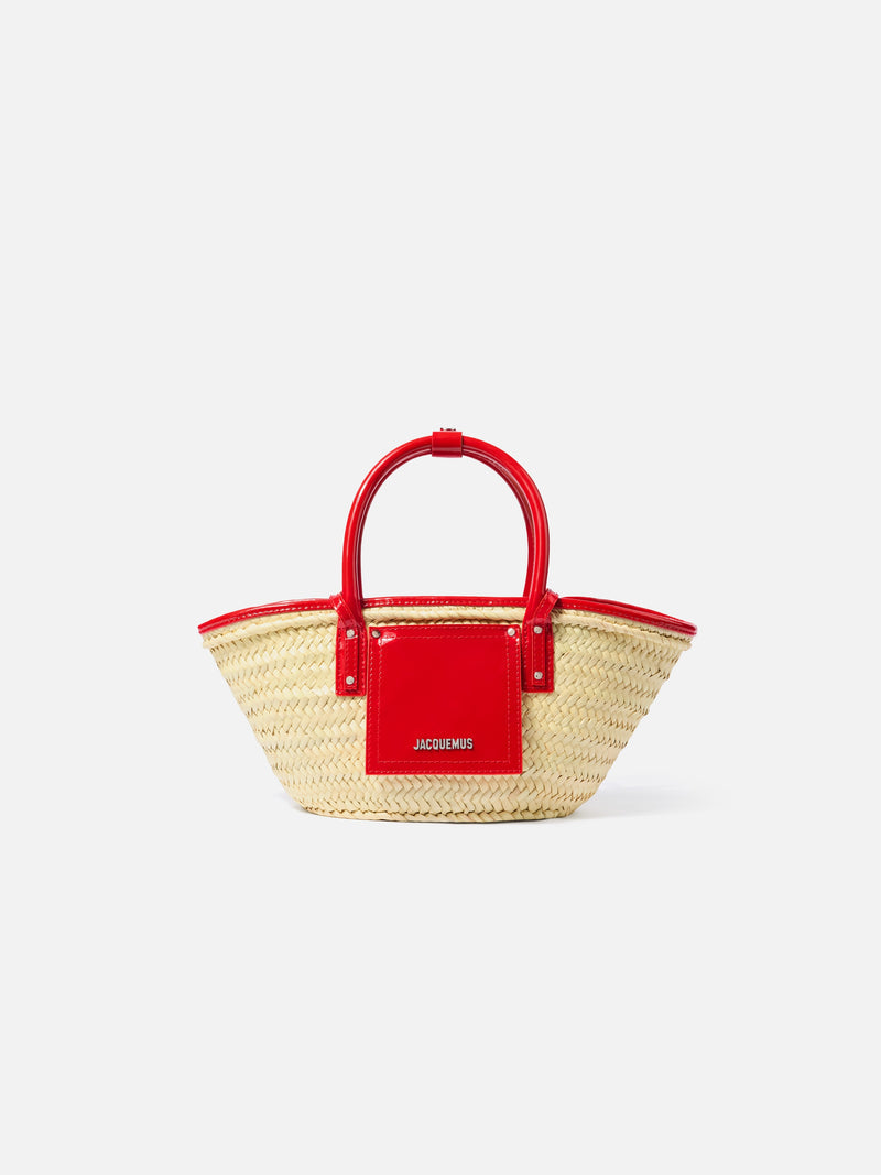 Jacquemus The Small Soli Basket Handwoven Basket Bag With Spazzolato Leather Details Red