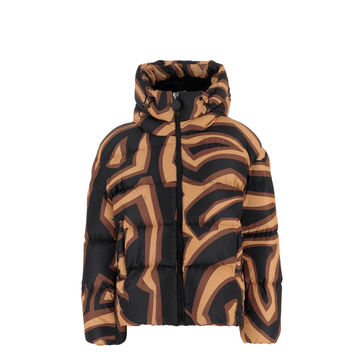 Printed Nylon Down Jacket In Brown