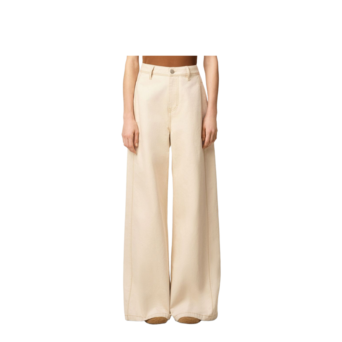 White Cotton Super Wide Fit Jeans