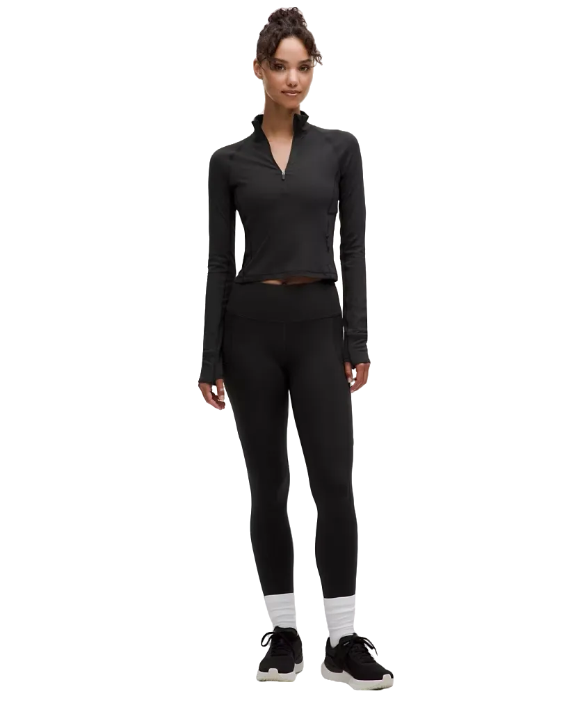 Lululemon It's Rulu Cropped Half Zip Updated Black