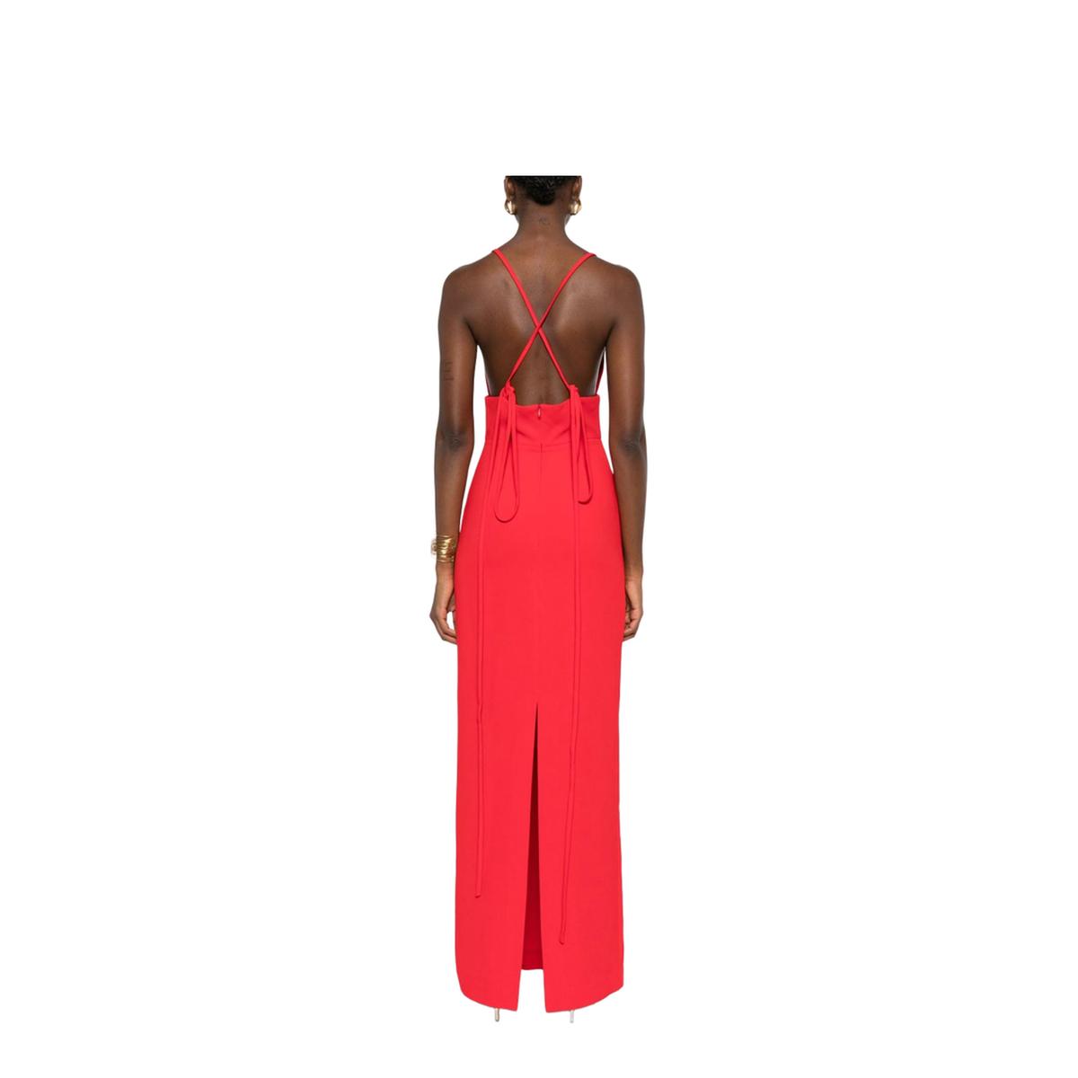 Cross-Back Straps Maxi Dress V-Neck