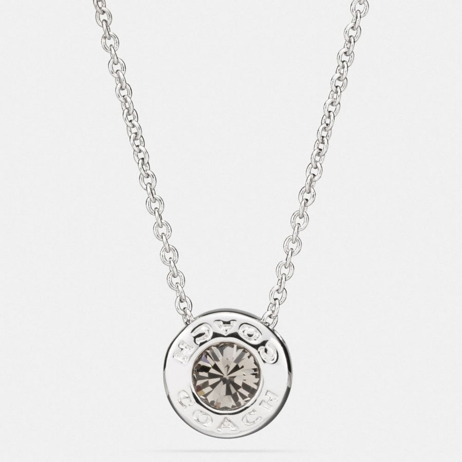 Coach Open Circle Stone Necklace Silver