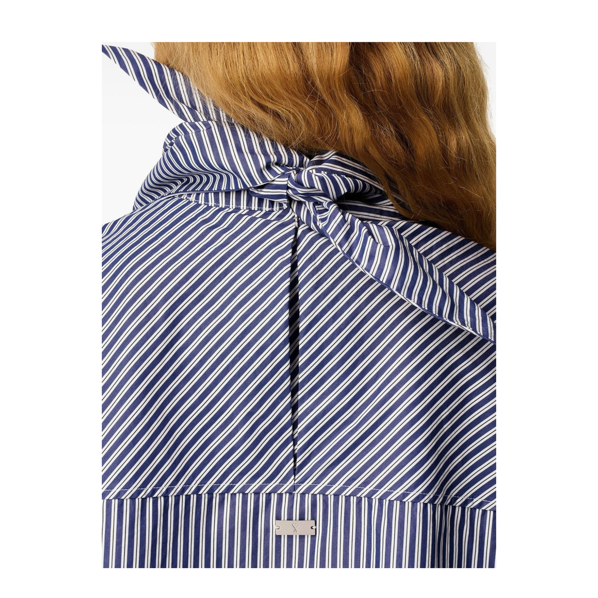 Blue Cotton Long Sleeves Striped Bandana Blouse