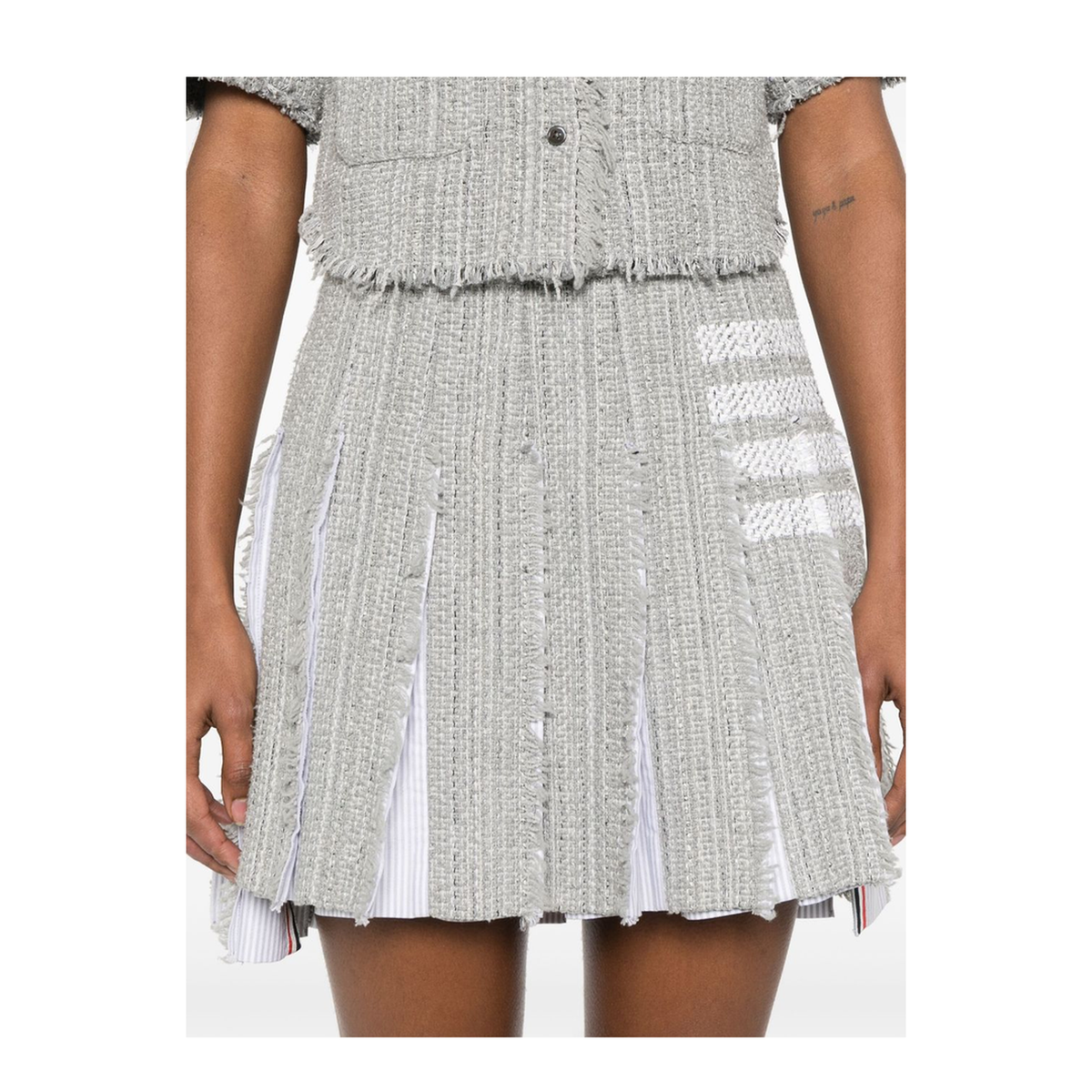 Pleated Tweed Skirt