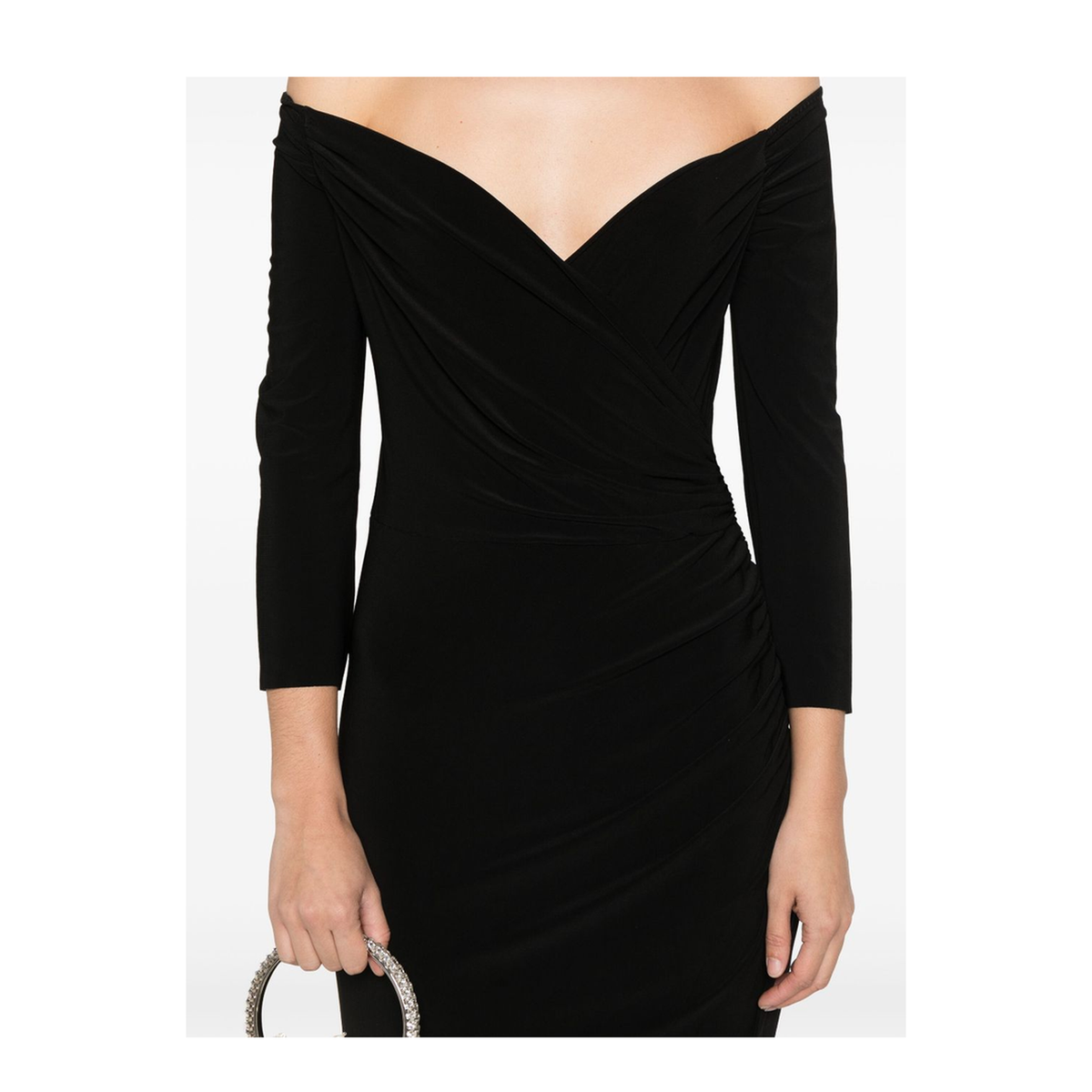 Off Shoulder Side Drape Gown