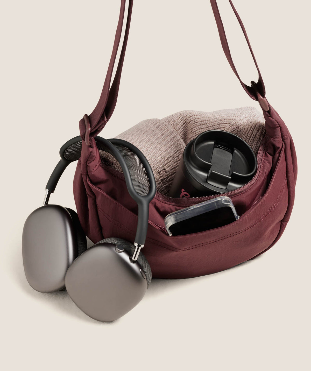 Women's Gymshark Pleat Crossbody Rich Maroon
