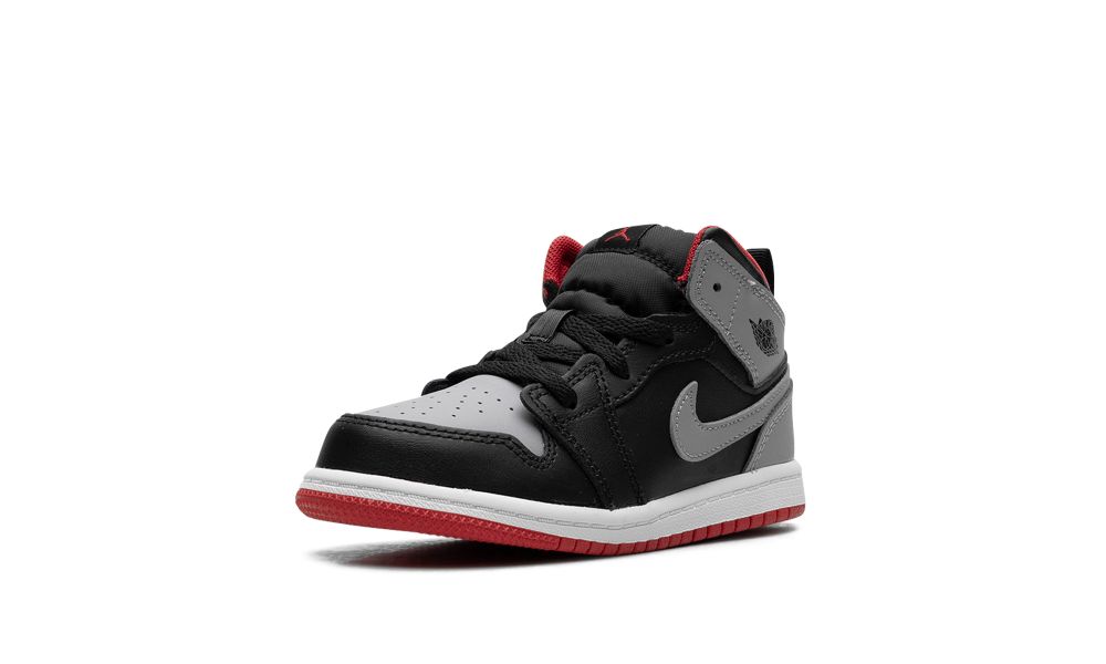 Air Jordan 1 Mid Black/Cement Grey-Fire Red-White