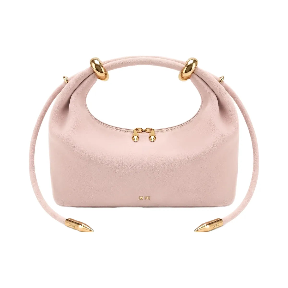 JW PEI Ellie Faux Suede Metal Ring Embellished Top Handle Bag Pink