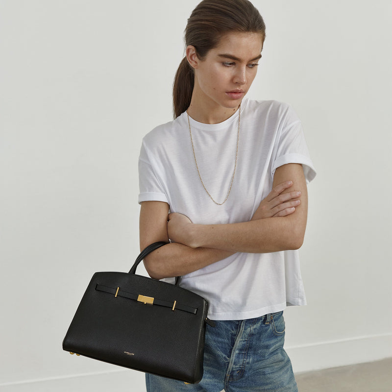 DeMellier The Midi Hudson black small grain