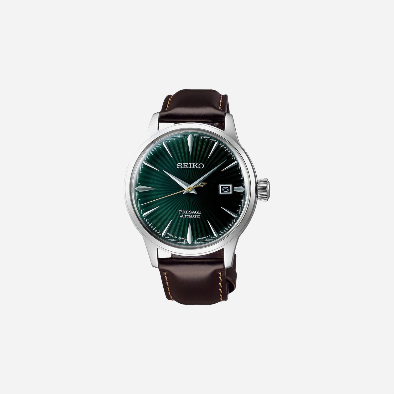 Seiko Presage Automatic Watch Green Dial Leather Strap Watch - SRPD37J1