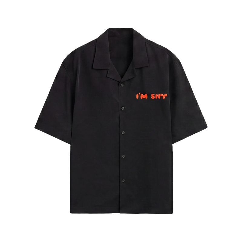 Off Supply Shy Bunny Black Bowling Shirt