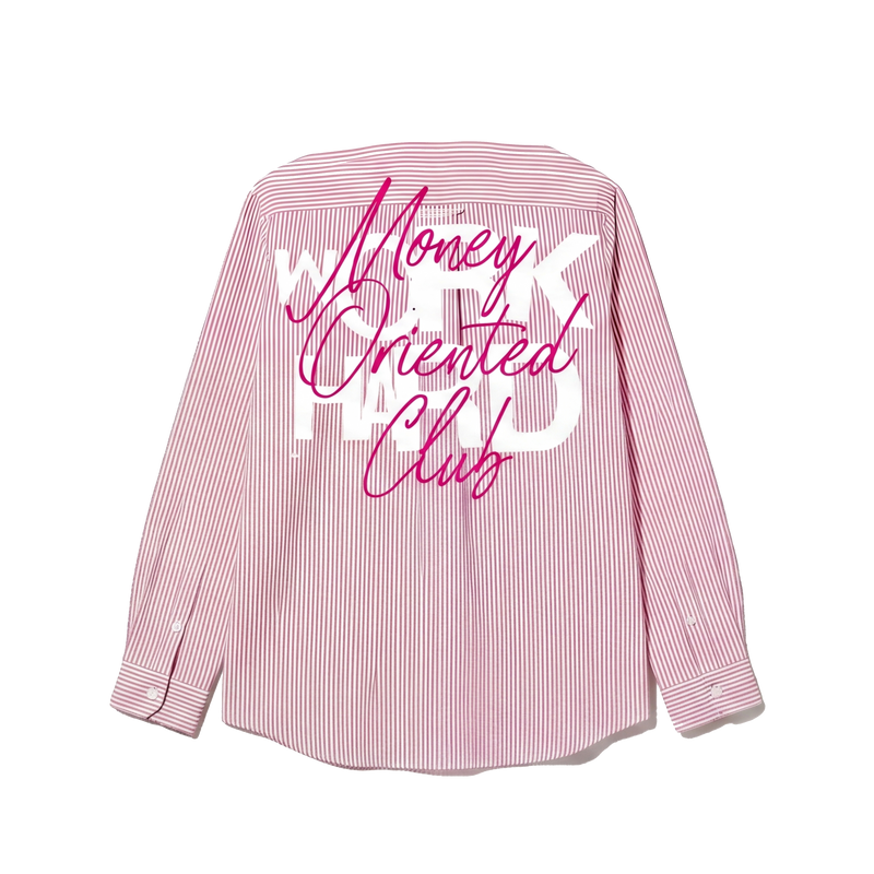 City Off Domes Work Hard Pink Stripe Shirt