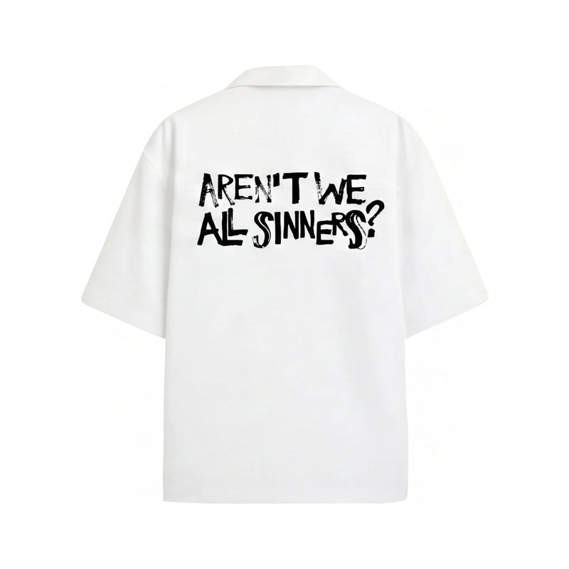 Forfksake Sinners White Bowling Shirt