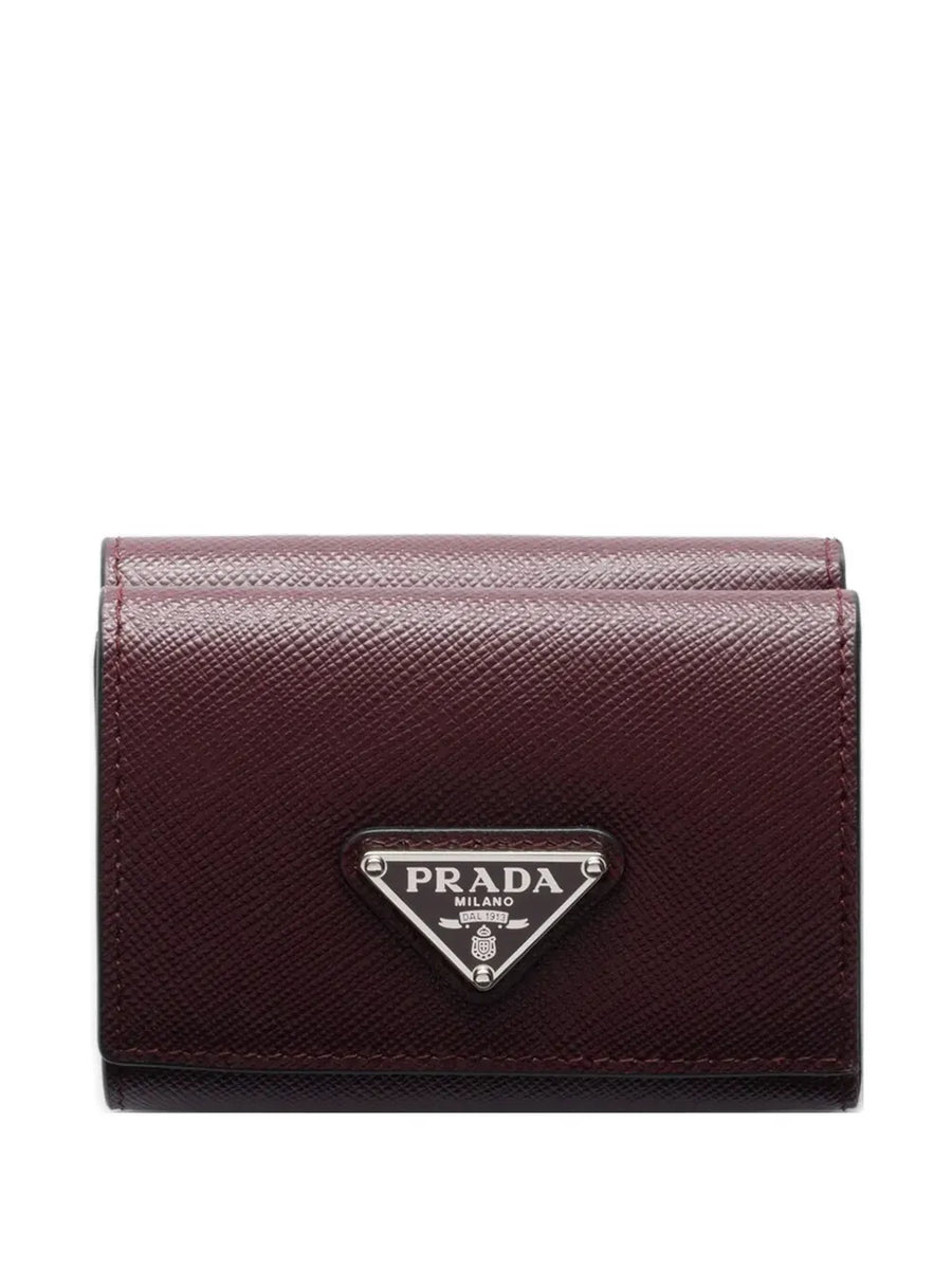 snap triangle leather wallet