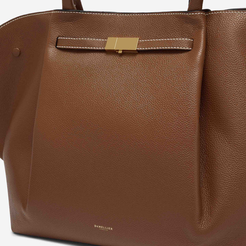 DeMellier The New York tan small grain ecru stitching