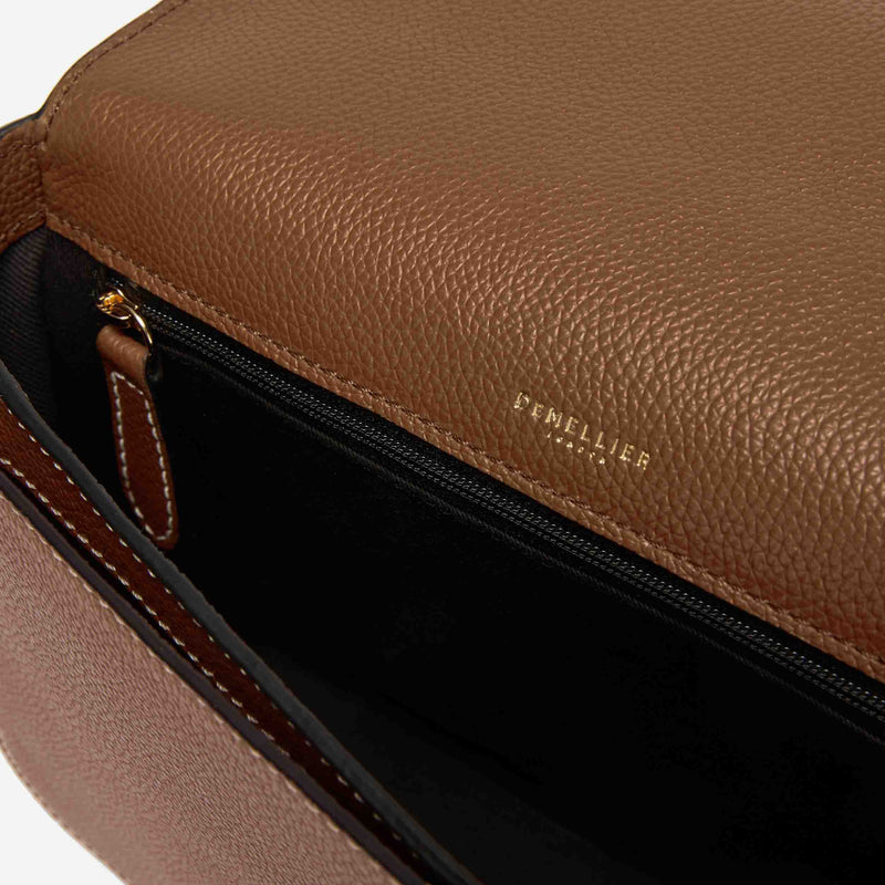 DeMellier The Vancouver tan small grain ecru stitching