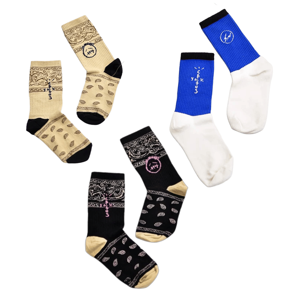 Saucy club Travis Socks Set Of Three (Fragment Blue, Black, Cream)