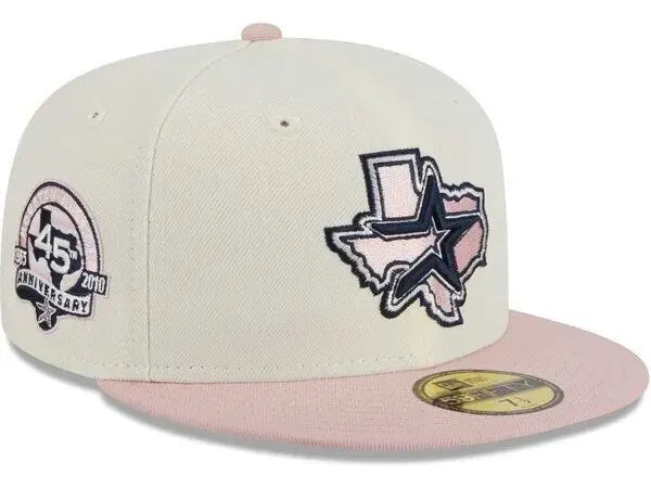 Houston Astros New Era Chrome Rogue 59FIFTY Fitted Hat - White/Pink